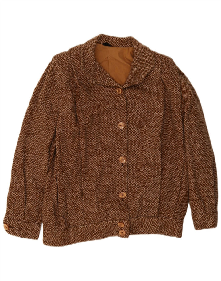 Vintage Damen Bomberjacke UK 14 Mittelbraune Wolle
