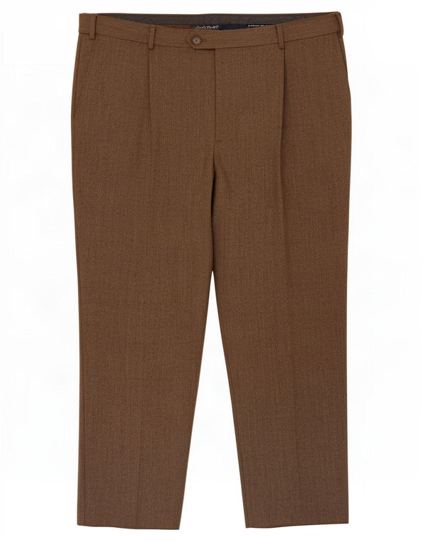 Marks & Spencer Herren-Anzughose in normaler Passform, W40, L29, beige, Fischgrätenmuster