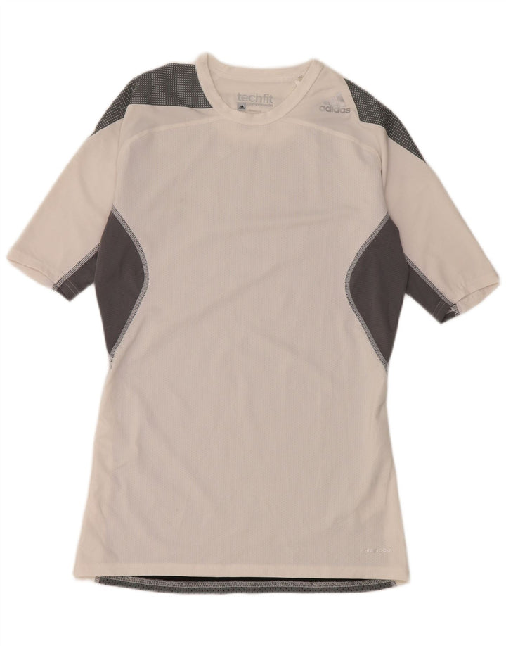Adidas Herren Kompressions-T-Shirt mit Grafik, Größe L, Weiß, Farbblock