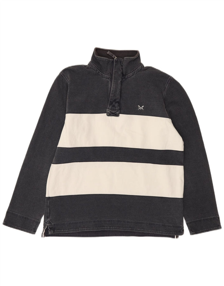 Crew Clothing Herren-Sweatshirt mit Reißverschluss am Hals, mittleres Marineblau gestreift