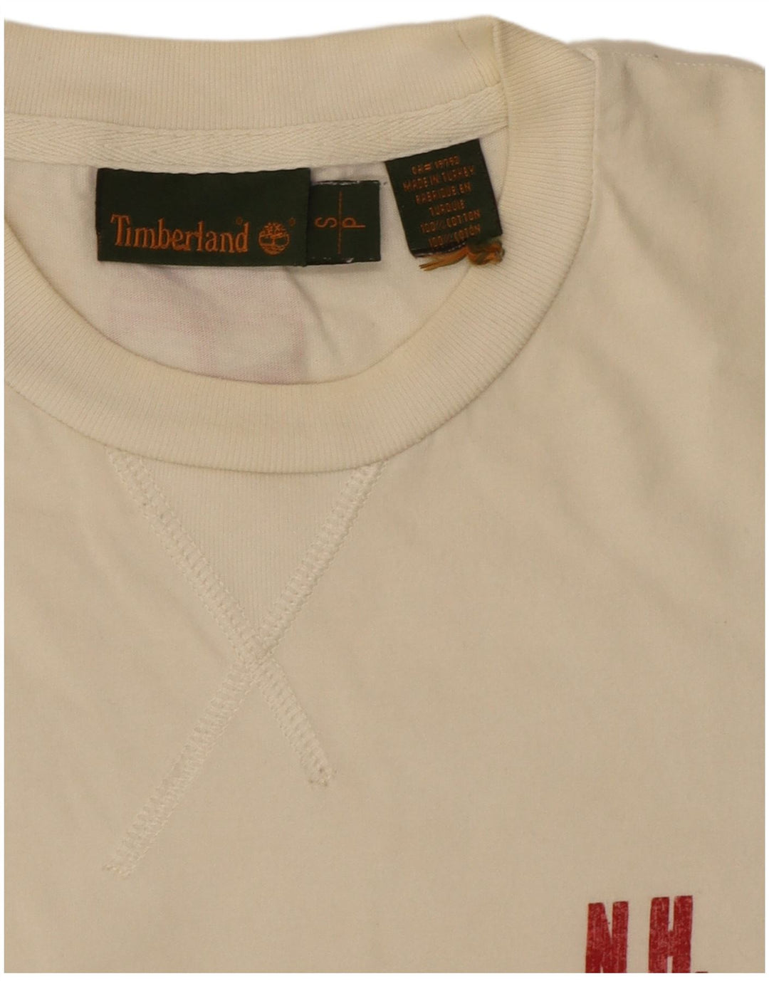 Timberland Herren-T-Shirt mit Grafik, Größe S, weiße Baumwolle