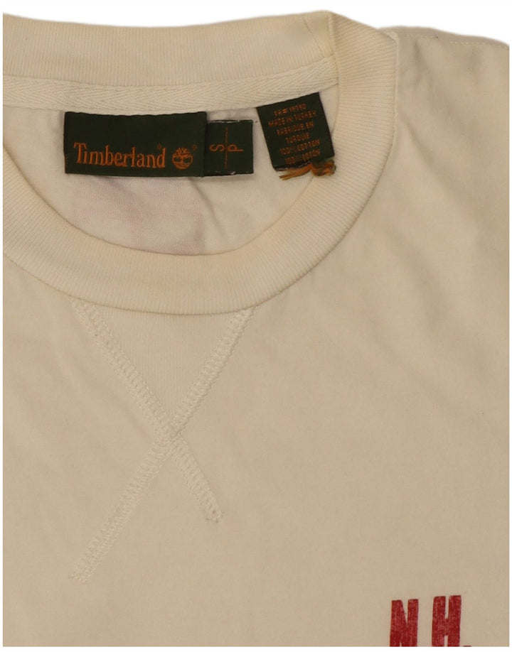 Timberland Herren-T-Shirt mit Grafik, Größe S, weiße Baumwolle