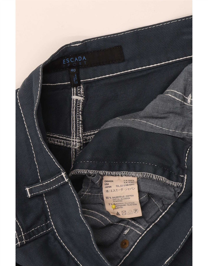 Escada Damen-Denim-A-Linien-Rock IT 40 Small W32 Marineblaue Baumwolle