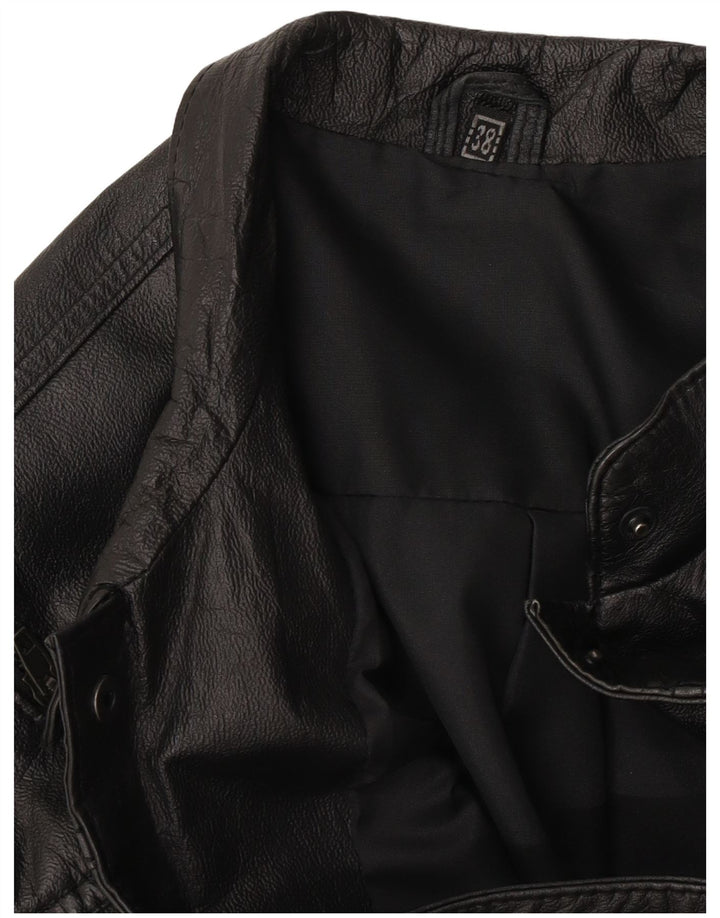 Vintage Damen-Lederweste mit lockerer Passform, EU 38, Mittelschwarz