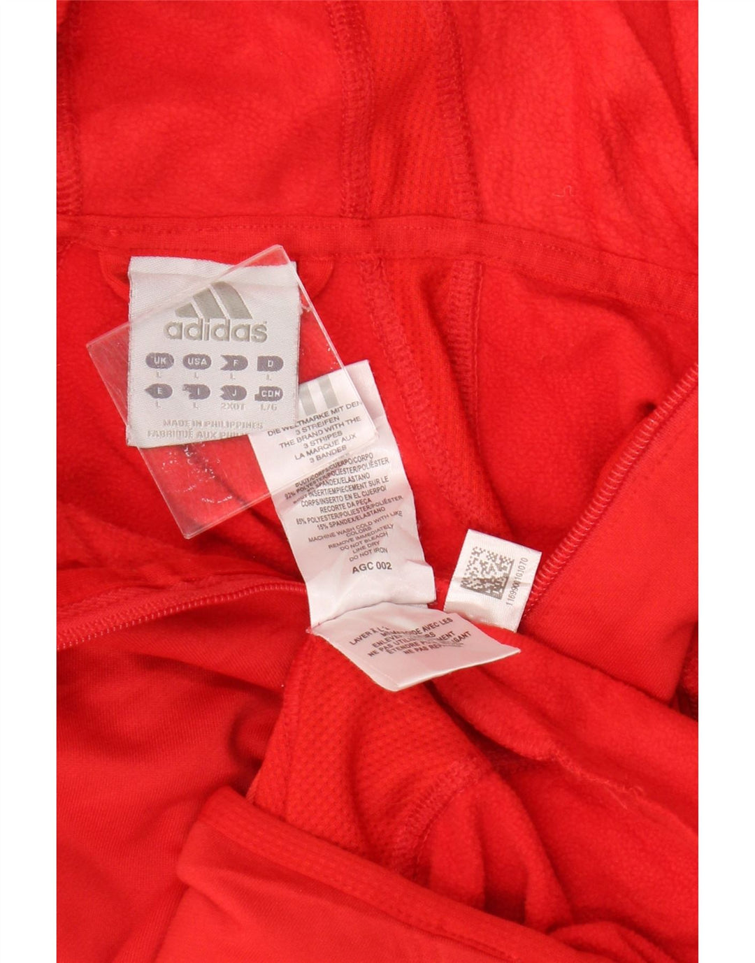 Adidas Damen Zip Hoodie Pullover UK 14 Großes rotes Polyester