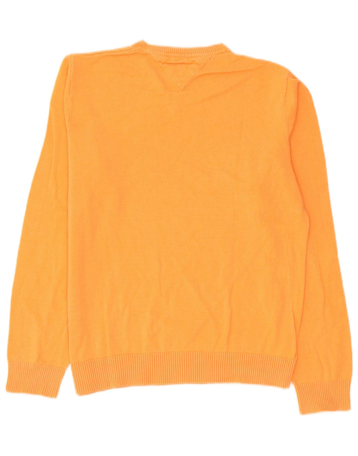 Tommy Hilfiger Herren-Pullover mit V-Ausschnitt aus mitteloranger Baumwolle