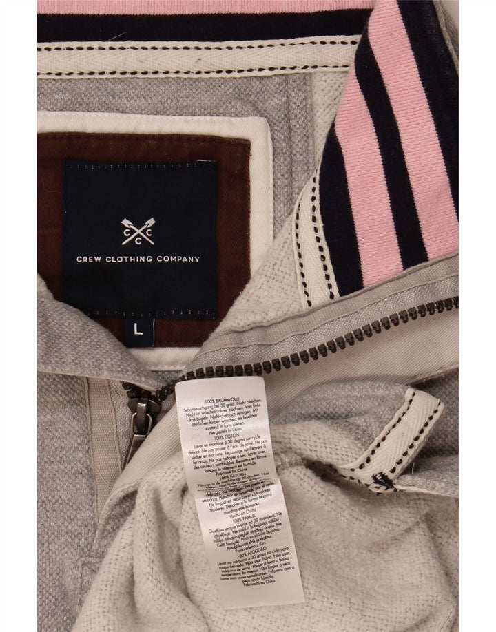 Crew Clothing Herren-Sweatshirt mit Reißverschluss am Hals, groß, aus grauer Baumwolle