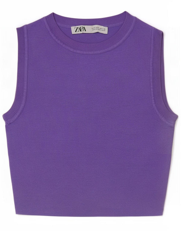 Zara Damen Crop Vest Top UK 8 Small Lila