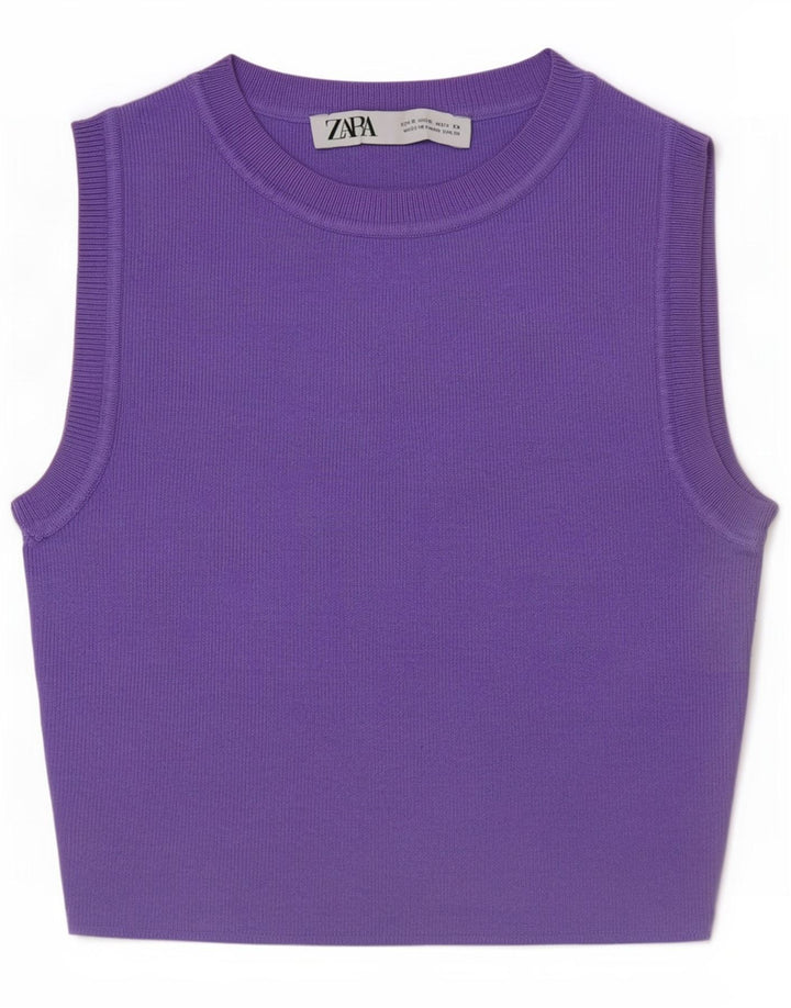 Zara Damen Crop Vest Top UK 8 Small Lila