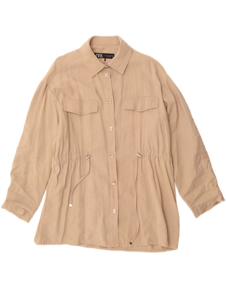 ZARA Womens Windbreaker Jacket UK 14 Medium Beige Viscose Vintage Zara and Second-Hand Zara from Messina Hembry 