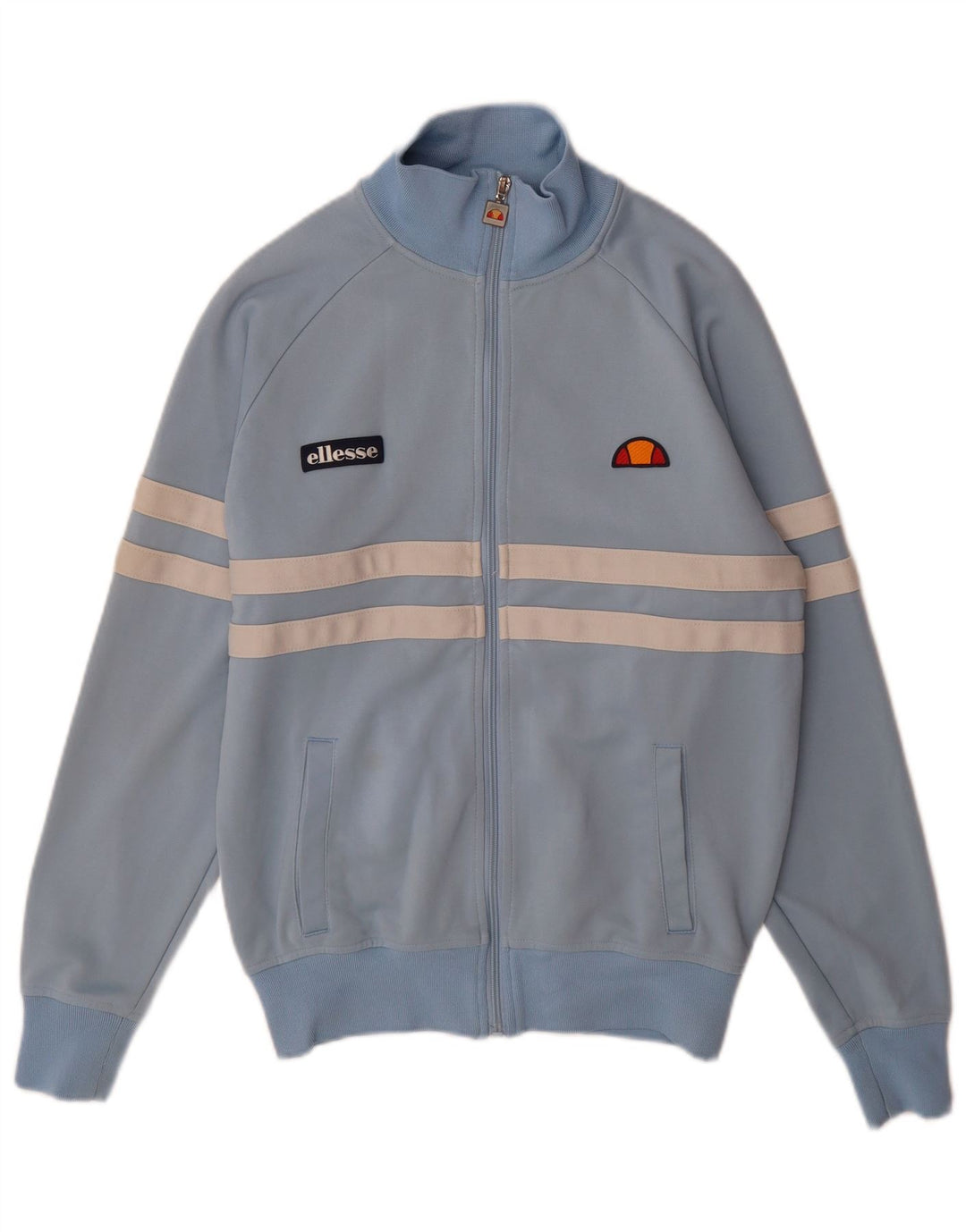 Ellesse Herren-Trainingsanzugoberteil aus mittelblauer, gestreifter Baumwolle