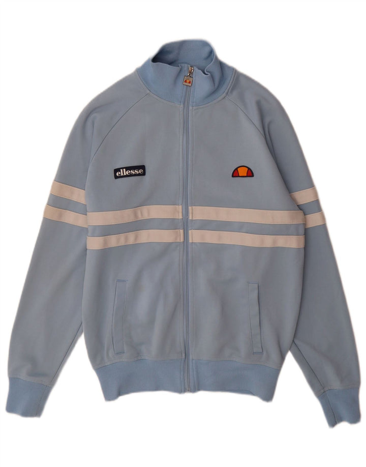 Ellesse Herren-Trainingsanzugoberteil aus mittelblauer, gestreifter Baumwolle