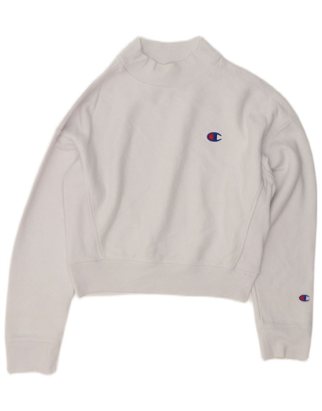 Champion Damen Crop Sweatshirt Pullover UK 14 Mittelweiße Baumwolle