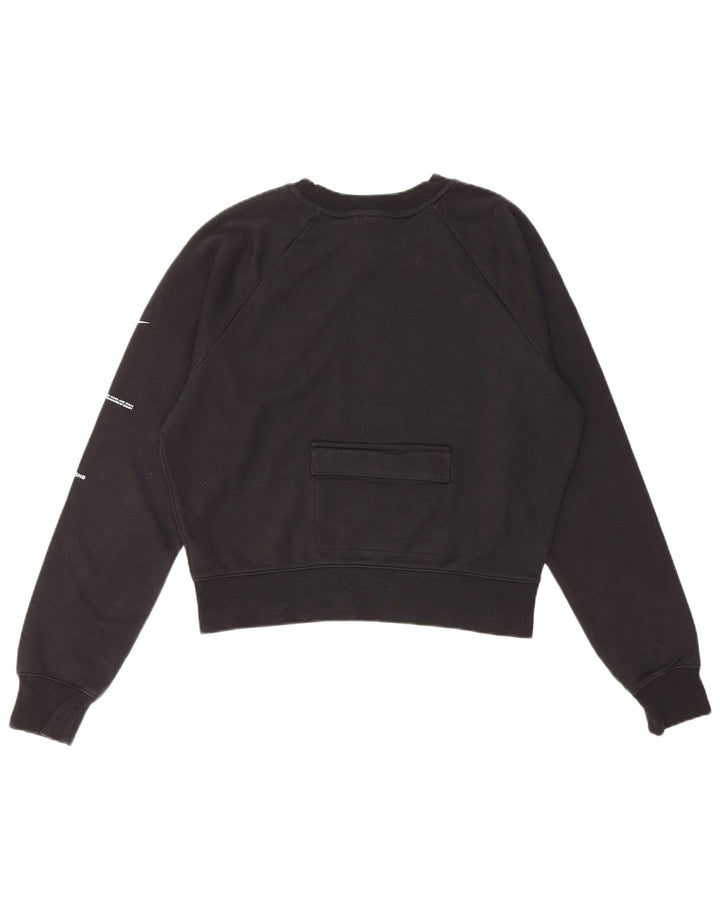 Nike Damen Swoosh Crop Oversized Sweatshirt Pullover UK 10 Small Schwarz