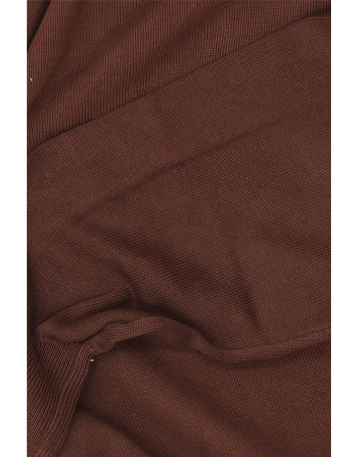 Zara Herren-Pullover mit V-Ausschnitt, XL, braune Baumwolle