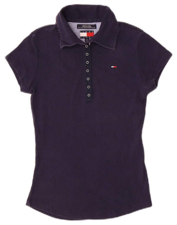 Tommy Hilfiger Damen Poloshirt UK 12 Medium Marineblau Baumwolle