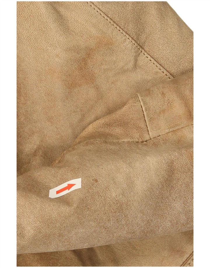 Vintage Herren 2-Knopf-Wildleder-Blazerjacke UK 40 Großes beiges Leder