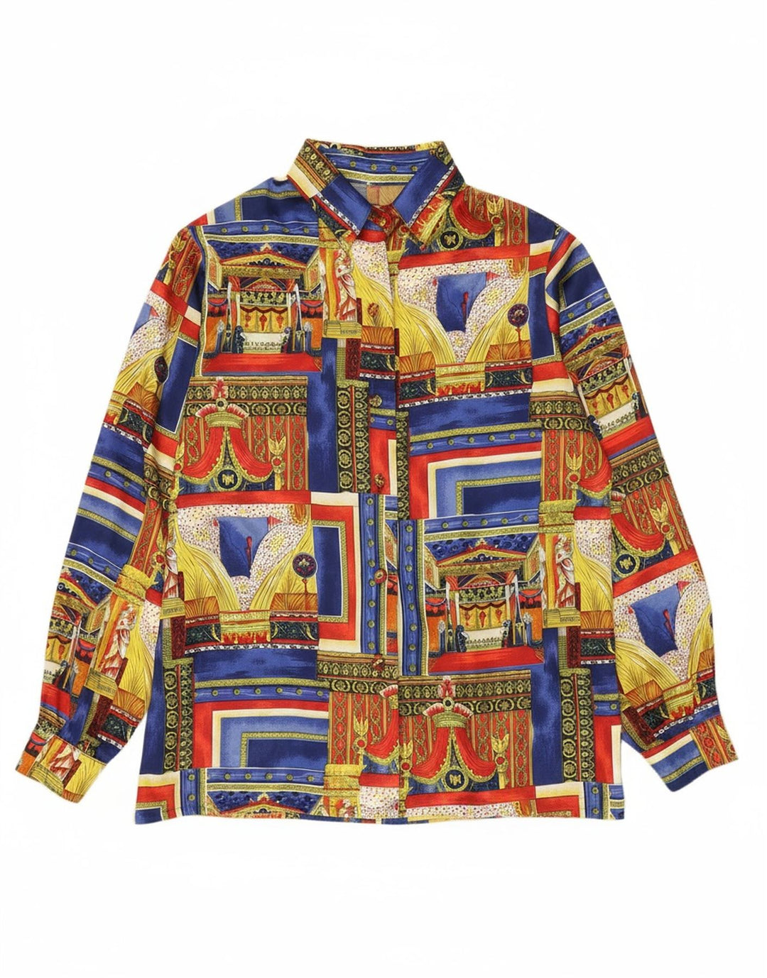 VINTAGE Damen Hemd mit abstraktem Muster UK 18 XL Mehrfarbig