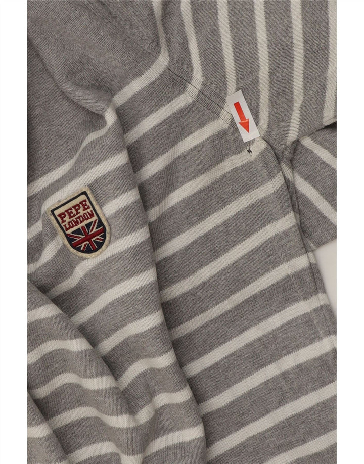 PEPE Jeans Herren-Pullover mit Rundhalsausschnitt, klein, grau gestreift