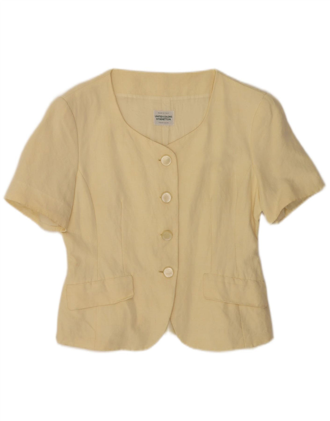 Benetton Damen 4-Knopf-Kurzarm-Blazerjacke IT 42 Mittelbeige