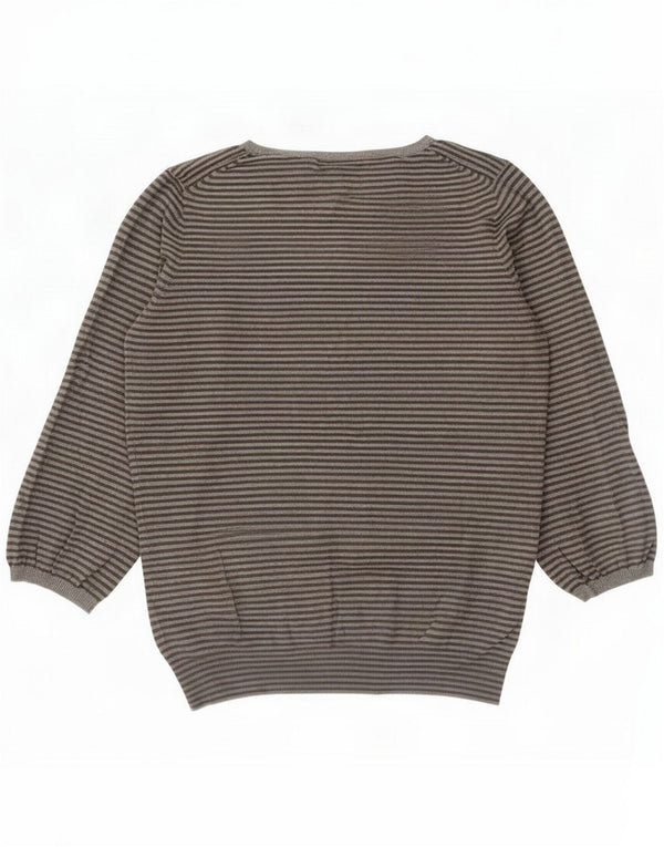 Marks & Spencer Damen-Pullover mit U-Boot-Ausschnitt, UK 14, mittelgrau gestreift