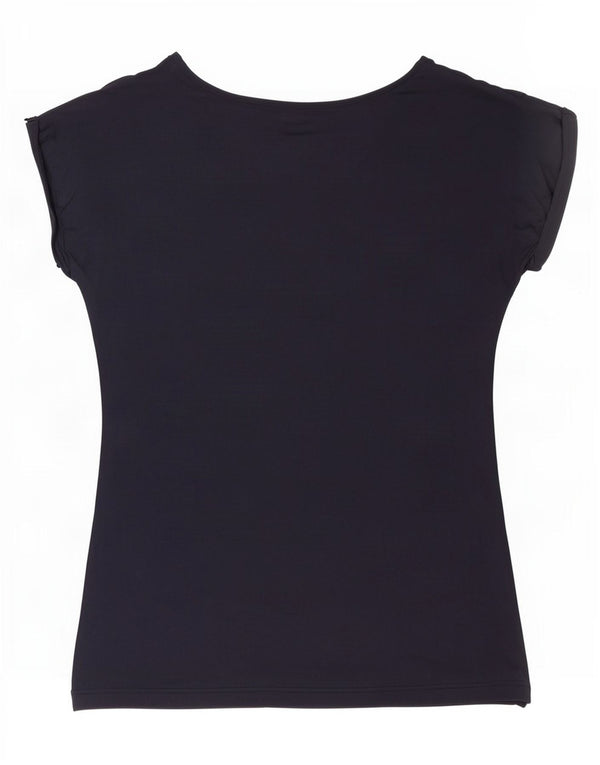 Emporio Armani Damen T-Shirt Top UK 14 Large Marineblau Viskose