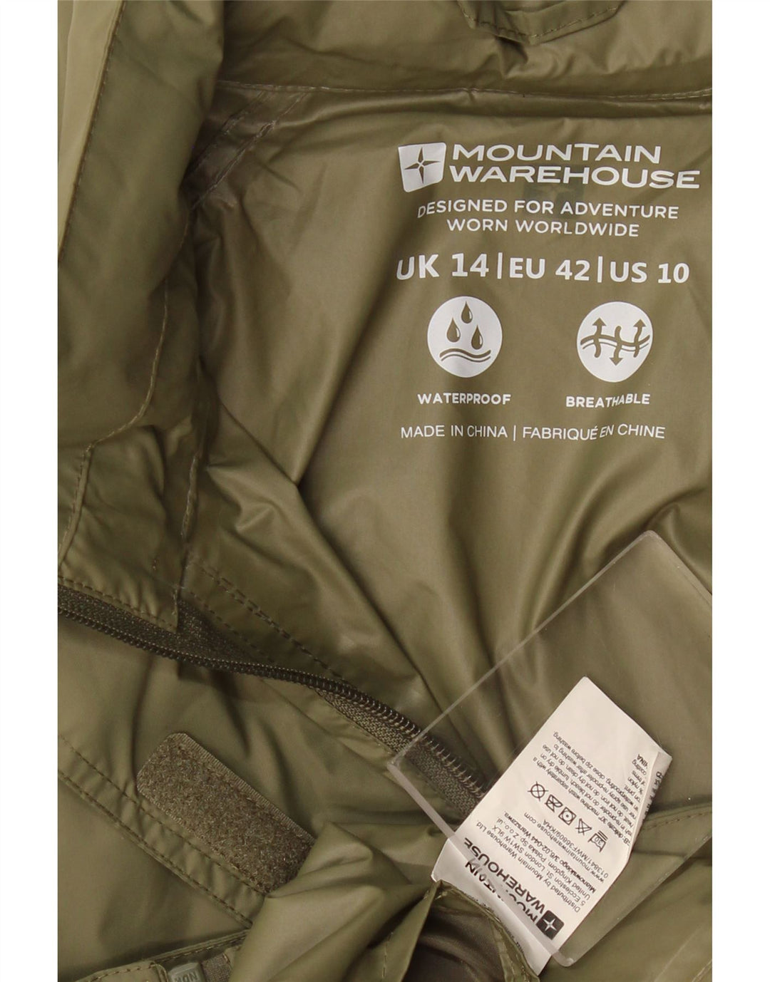 Mountain Warehouse Damen-Regenjacke UK 14 Large Khaki Nylon