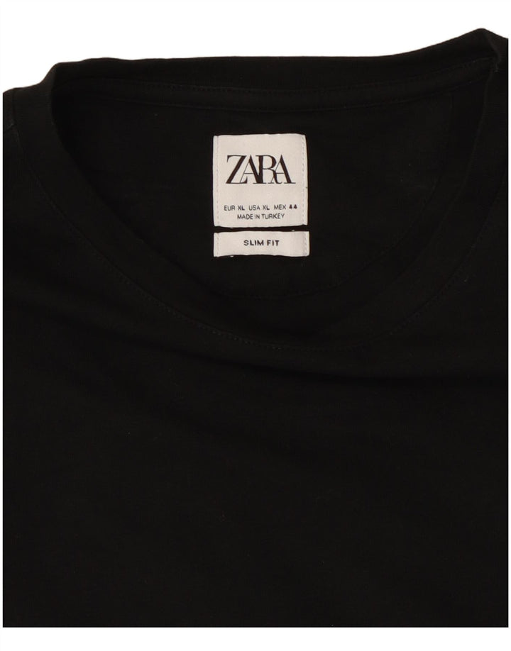 ZARA Damen Slim Fit T-Shirt Top UK 18 XL Schwarz