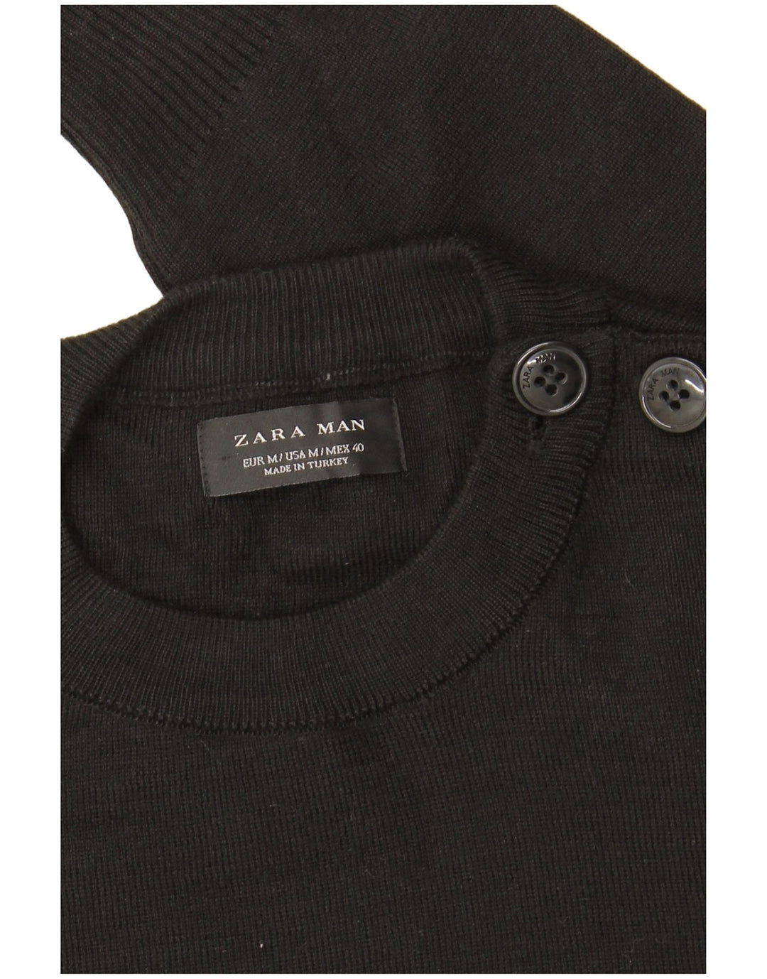 Zara Herren-Pullover mit Rundhalsausschnitt, Mittelschwarz