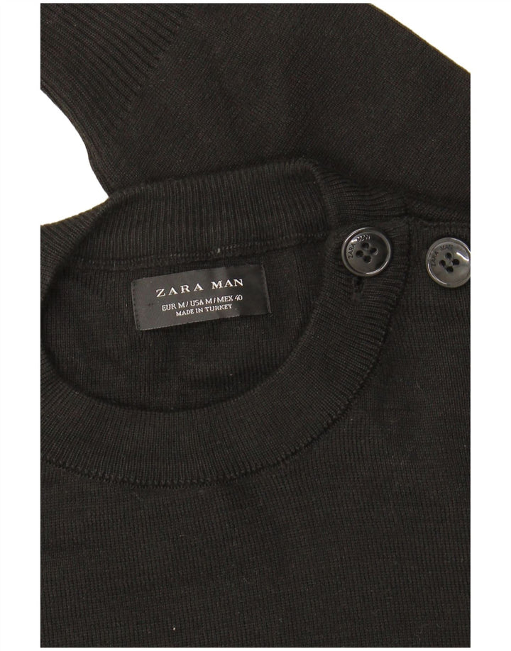 Zara Herren-Pullover mit Rundhalsausschnitt, Mittelschwarz