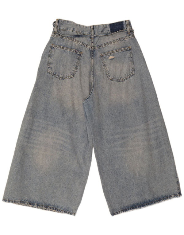 Zara Damen Capri-Jeans mit weitem Bein, EU 40, mittelgroß, W30, L21, blaue Baumwolle