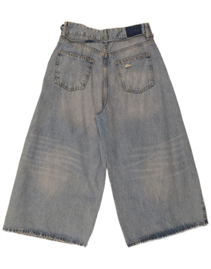 Zara Damen Capri-Jeans mit weitem Bein, EU 40, mittelgroß, W30, L21, blaue Baumwolle