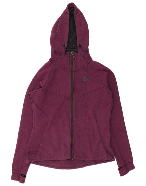 Nike Damen Zip Hoodie Pullover UK 14 Mittellila Baumwolle