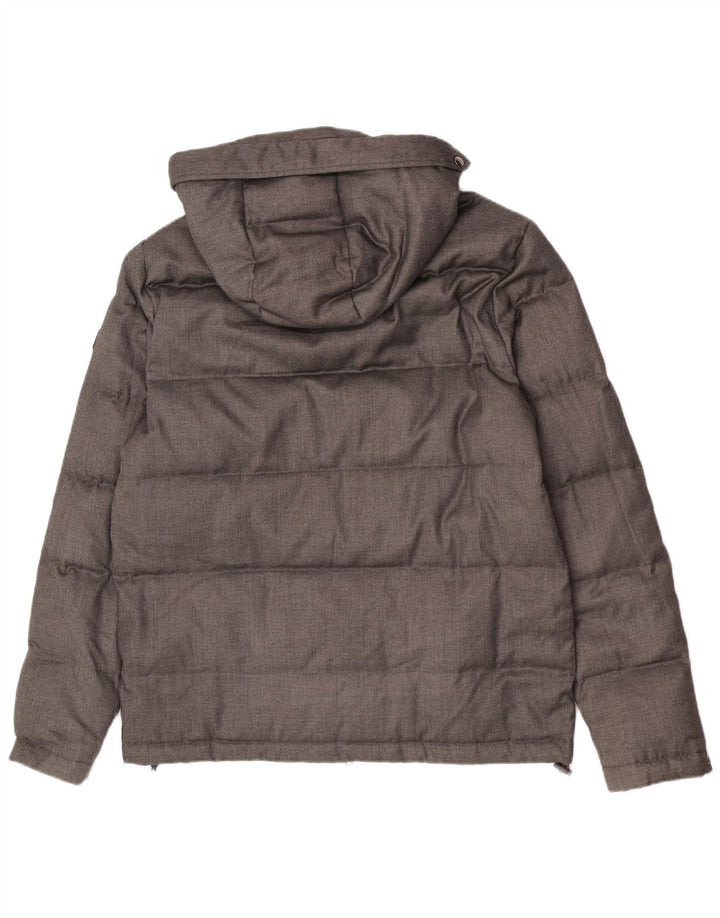 Liu Jo Wattierte Herrenjacke mit Kapuze, UK 36, Mittelgrau, Polyester