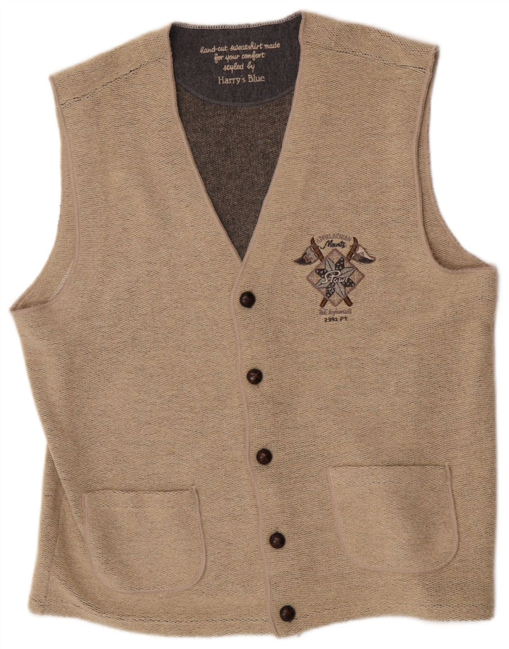 Vintage Herren Weste 2XL Beige Wolle