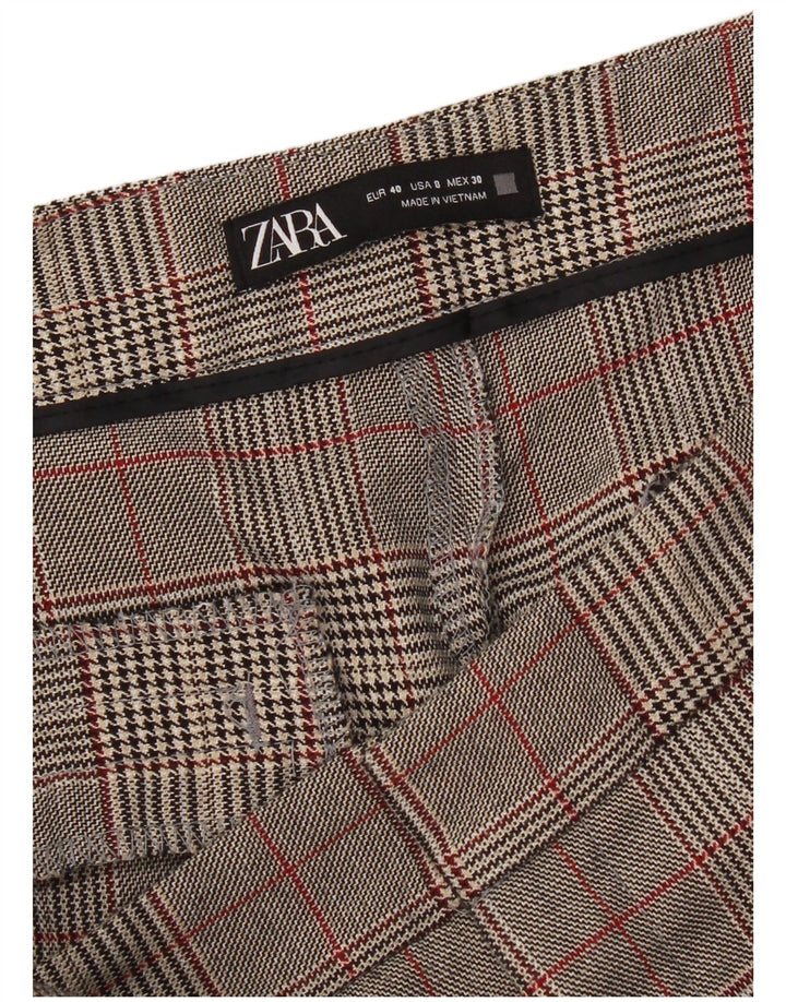 Zara Slim Chino-Hose für Damen, EU 40, M, W30, L27, Grau mit Hahnentrittmuster