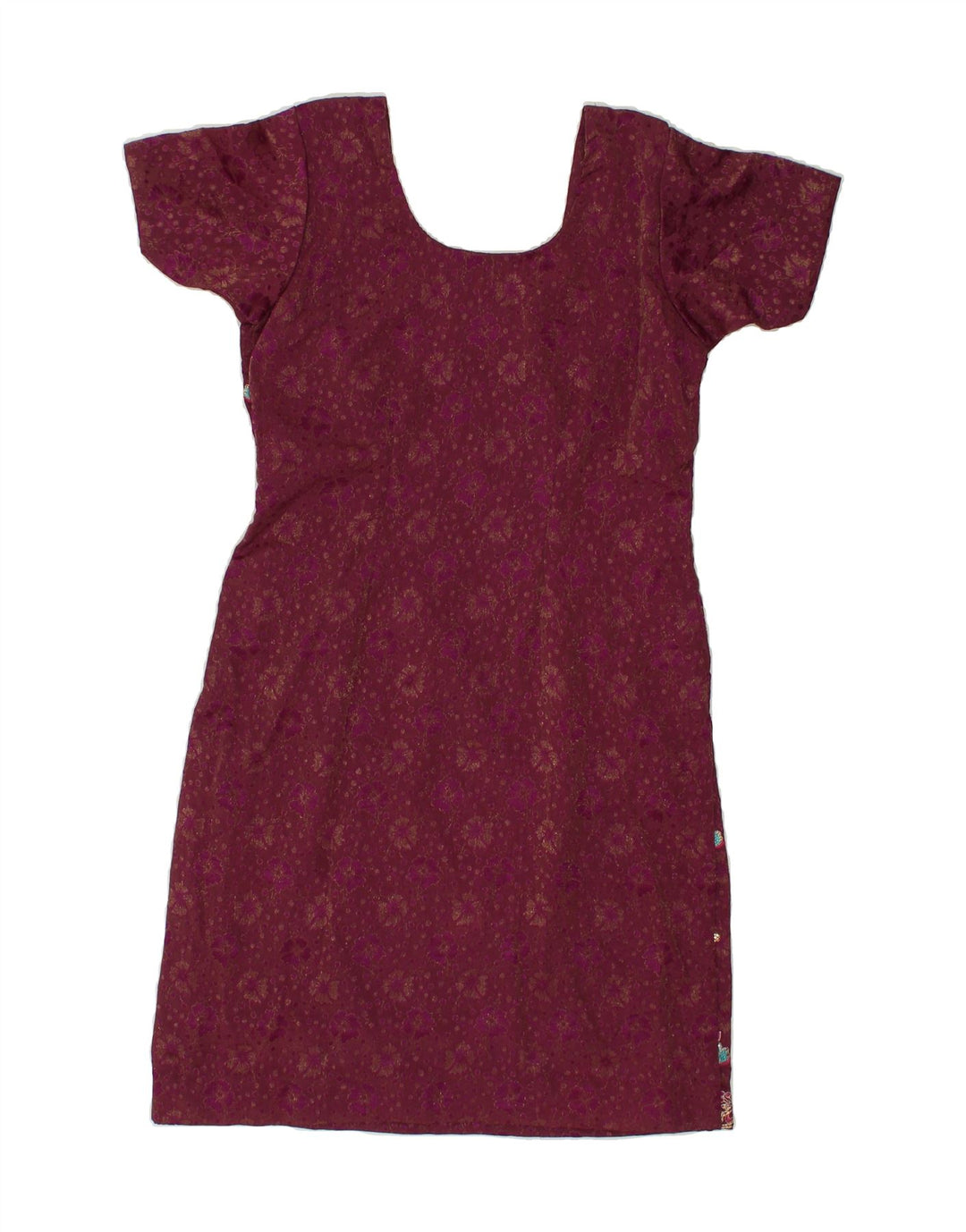 VINTAGE Womens Shift Dress UK 12 Medium Maroon Floral Vintage Vintage and Second-Hand Vintage from Messina Hembry 