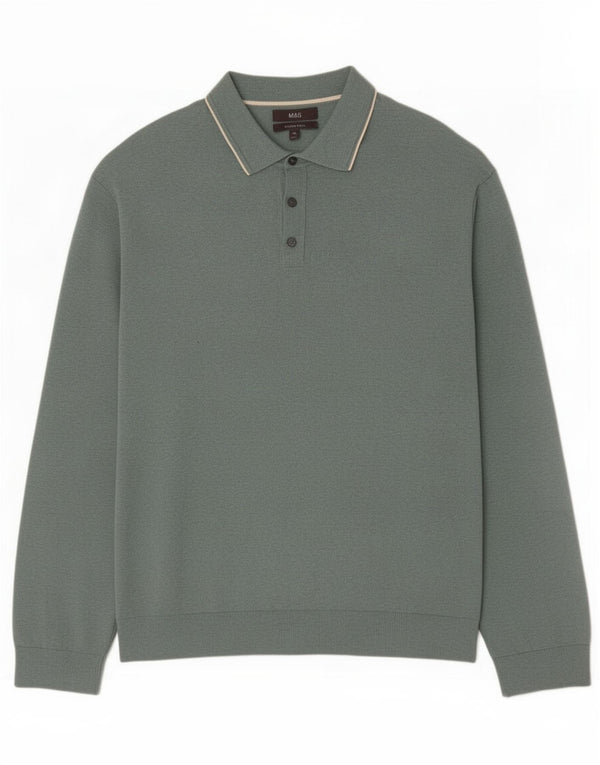 Marks & Spencer Herren-Pullover mit Rollkragen, 2XL, grüne Baumwolle