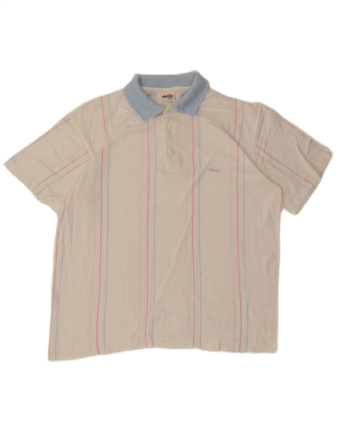 Ellesse Herren-Poloshirt aus mittelweißer, gestreifter Baumwolle