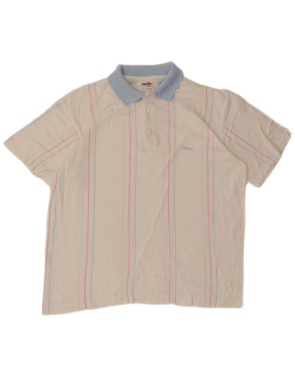 Ellesse Herren-Poloshirt aus mittelweißer, gestreifter Baumwolle