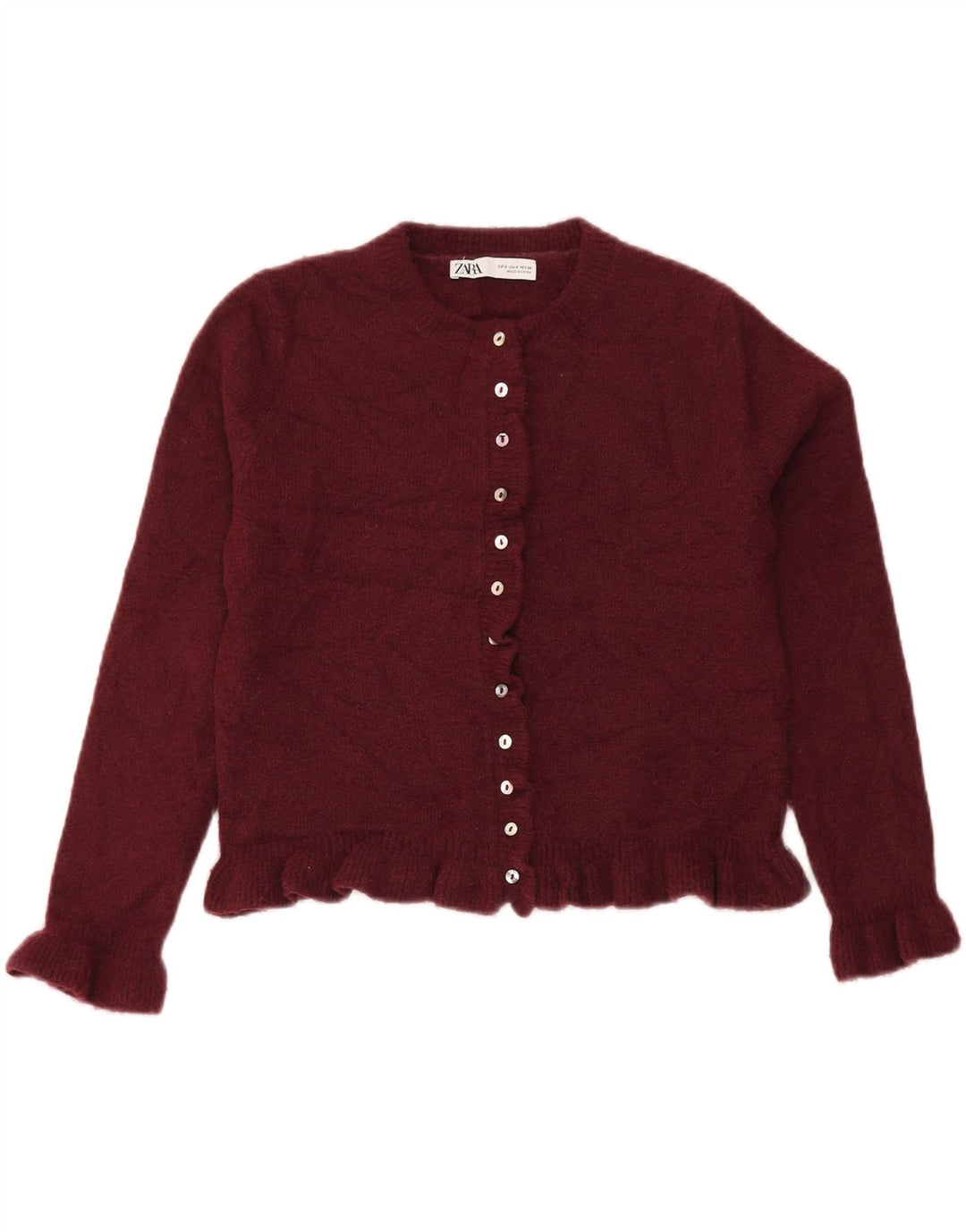 Zara Damen Crop-Oversize-Cardigan-Pullover, Gr. 10, Klein, Kastanienbraun, Polyester