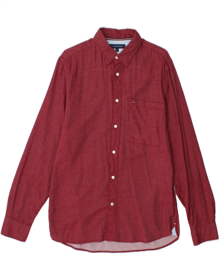 TOMMY HILFIGER Mens Shirt Medium Red Cotton Vintage Tommy Hilfiger and Second-Hand Tommy Hilfiger from Messina Hembry 