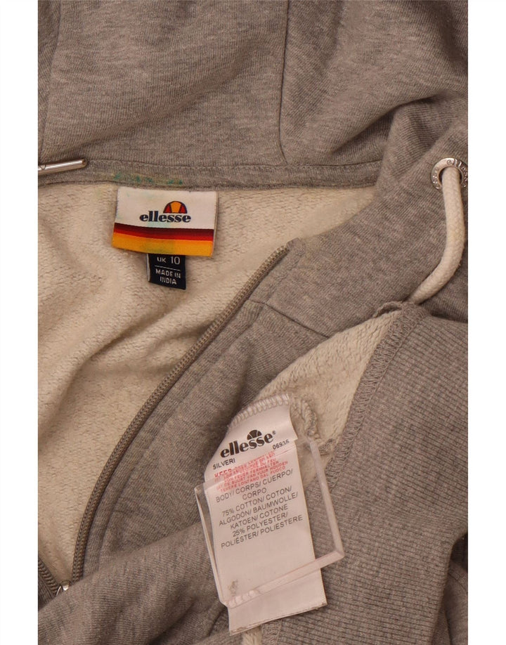 ELLESSE Damen-Kapuzenpullover mit grafischem Reißverschluss, Gr. 10, Größe S, Grau, Baumwolle