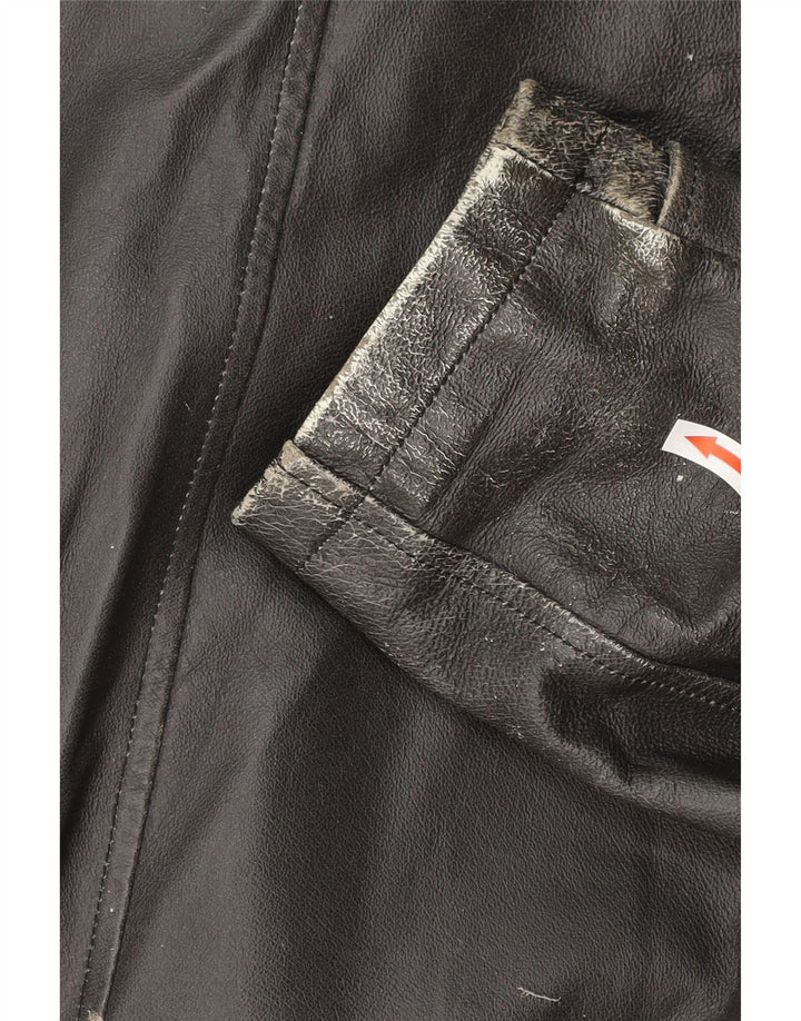 Vintage Herren Militärlederjacke IT 54 2XL Schwarzes Leder