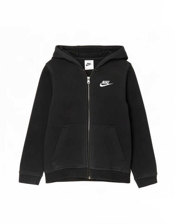 Nike Mädchen-Kapuzenpullover mit Reißverschluss, 8–9 Jahre, Größe S, Schwarz, Baumwolle