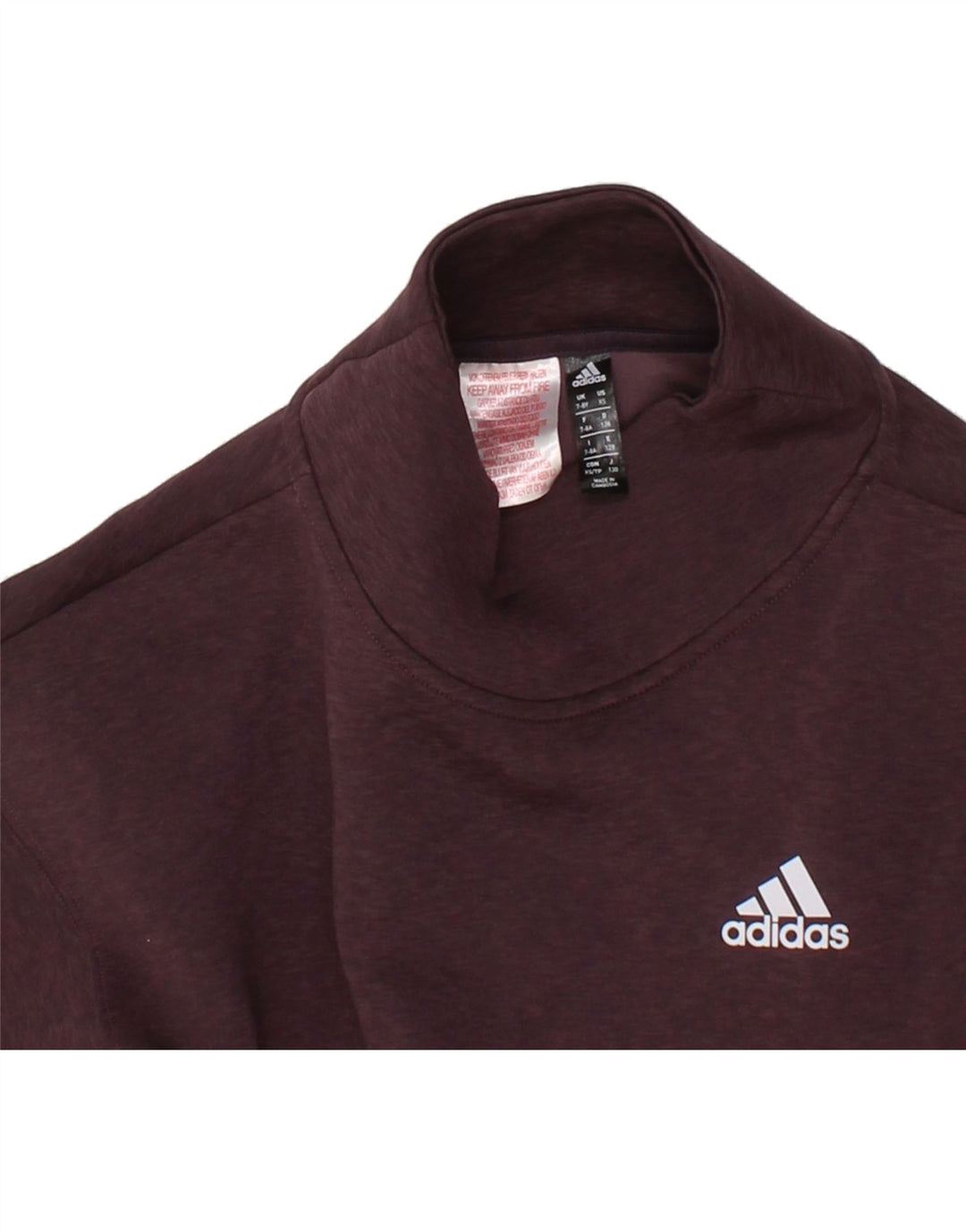 ADIDAS Boys Sweatshirt Jumper 7-8 Years Maroon Flecked Polyester Vintage Adidas and Second-Hand Adidas from Messina Hembry 