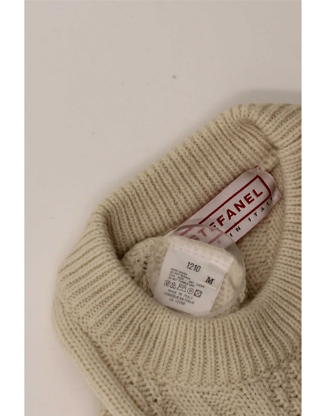 Stefanel Herren-Pullover mit Rundhalsausschnitt, mittelbeige Wolle