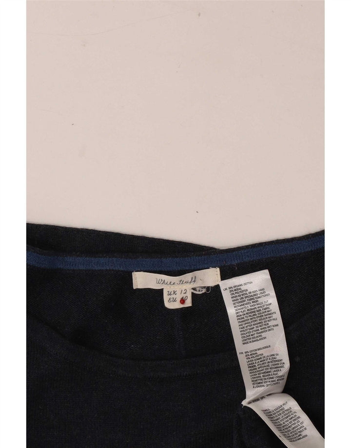 White Stuff Damen-Pullover mit U-Boot-Ausschnitt, UK 12, mittelmarineblaue Baumwolle