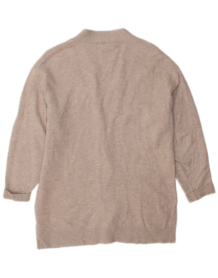 Marks & Spencer Damen-Strickjacke in Übergröße, Gr. 10, Größe S, Beige, Viskose