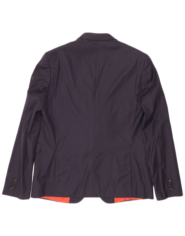 Paul Smith Herren 2-Knopf-Blazerjacke IT 44 XS Marineblau karierte Wolle